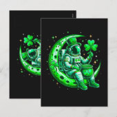 Astronaut op Maan Ruimte Saint Patrick's Day Feestdagenkaart (Voorkant / Achterkant)