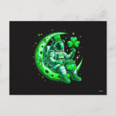 Astronaut op Maan Ruimte Saint Patrick's Day Feestdagenkaart (Achterkant)