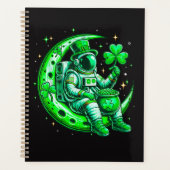 Astronaut op Maan Ruimte St. Patrick's Dag Planner (Voorkant)