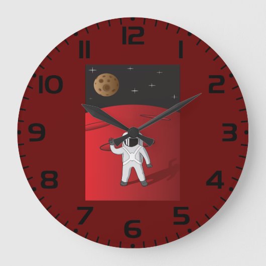 Astronaut op Mars Space Explorer Red Planet Grote Klok (Voorkant)