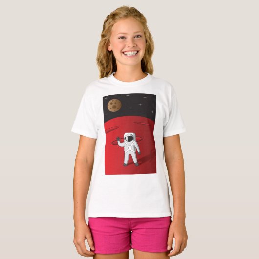 Astronaut op Mars Space Explorer Red Planet T-shirt (Voorkant volledig)