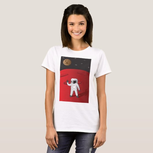 Astronaut op Mars Space Explorer Red Planet T-shirt (Voorkant volledig)