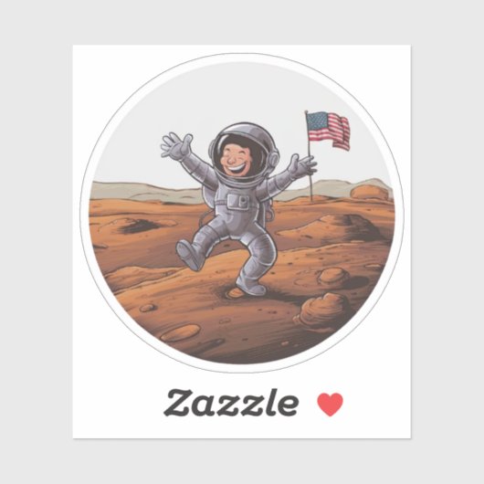 Astronaut op Mars Sticker (Vel)