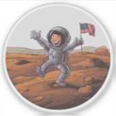 Astronaut op Mars Sticker (Voorkant)