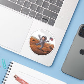 Astronaut op Mars Sticker (Laptop met iPhone)