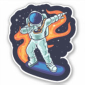 Astronaut op skateboard 4-inch Kiss Cut Vinyl Stic Sticker (Voorkant)