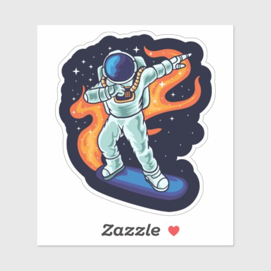 Astronaut op skateboard 4-inch Kiss Cut Vinyl Stic Sticker (Vel)