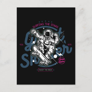 Astronaut op Skateboard Surfen op de sterren Briefkaart