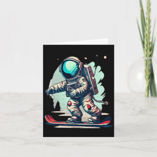 Astronaut op snowboard grappige astronaut skiën op kaart