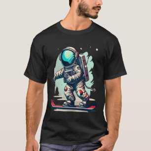 Astronaut op snowboard grappige astronaut skiën op t-shirt