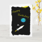 Astronaut op Space verjaardagskaart Kaart (Gele Bloem)
