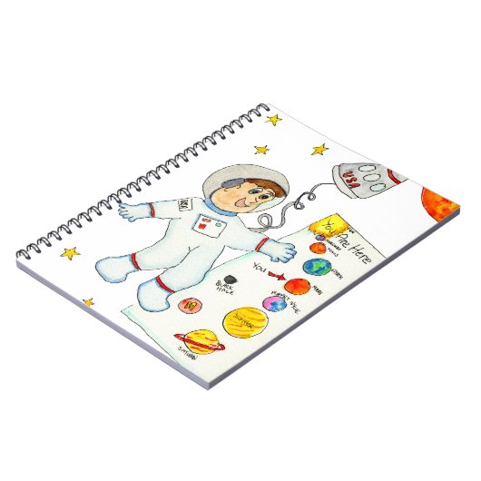 Astronaut op zoek naar aanwijzingen notitieboek (Linkerzijde)