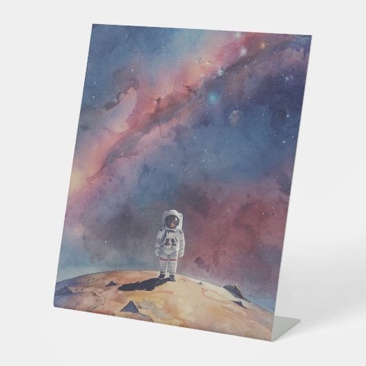 Astronaut Out in Space Reclamebord Met Voetstuk (Voorkant)