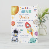 Astronaut Outer Space 1e reis rond de zon Kaart (Staand voorkant)