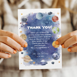 Astronaut Outer Space Baby shower Dank je kaart