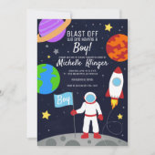 Astronaut Outer Space Baby shower Save The Date (Voorkant)