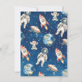 Astronaut Outer Space Baby shower waslijn Kaart (Achterkant)