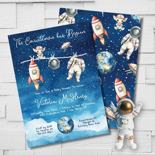 Astronaut Outer Space Baby shower waslijn Kaart