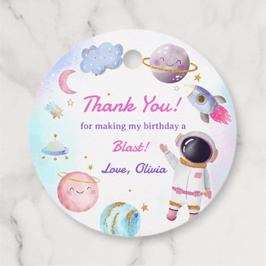Astronaut Outer Space Birthday Party Bedankjes Labels (Achterkant)