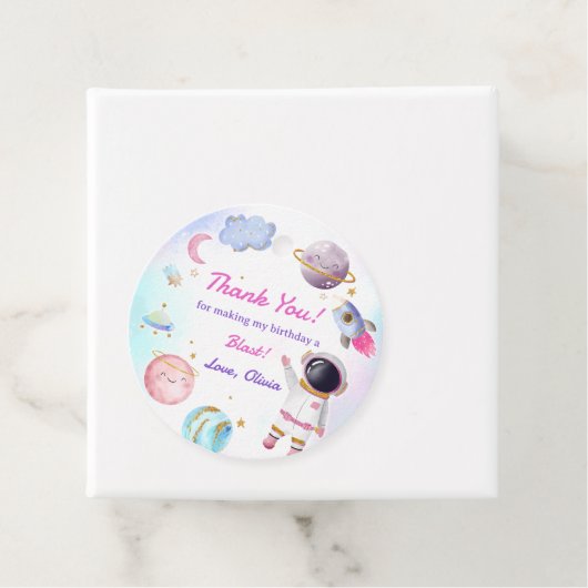 Astronaut Outer Space Birthday Party Bedankjes Labels (In situ)