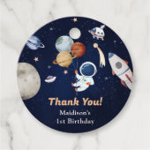 Astronaut Outer Space Birthday Party Bedankjes Labels (Voorkant)