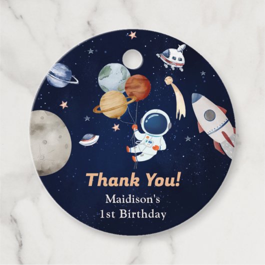 Astronaut Outer Space Birthday Party Bedankjes Labels (Voorkant)