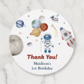 Astronaut Outer Space Birthday Party Bedankjes Labels (Achterkant)