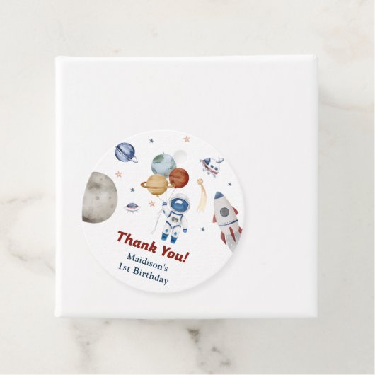 Astronaut Outer Space Birthday Party Bedankjes Labels (In situ)
