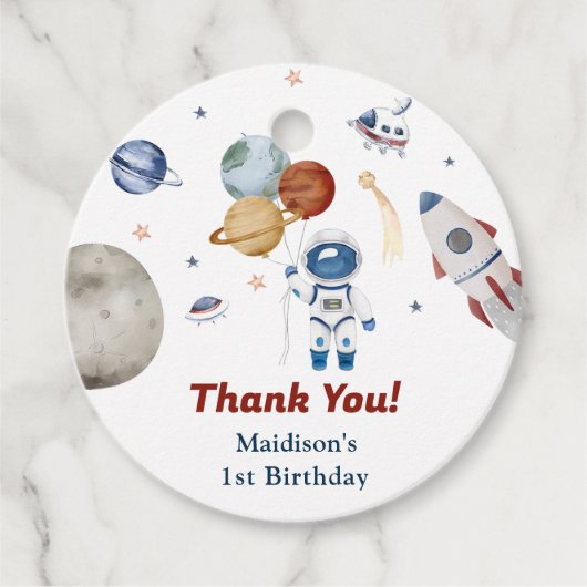 Astronaut Outer Space Birthday Party Bedankjes Labels (Voorkant)