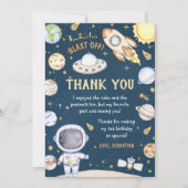 Astronaut Outer Space Birthday Party Bedankkaart (Voorkant)