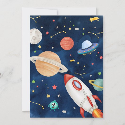 Astronaut Outer Space Birthday Party Kaart (Achterkant)