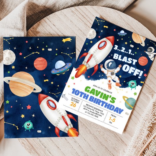 Astronaut Outer Space Birthday Party Kaart
