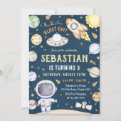 Astronaut Outer Space Birthday Party Kaart (Voorkant)