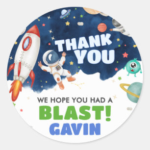 Astronaut Outer Space Birthday Party Ronde Sticker