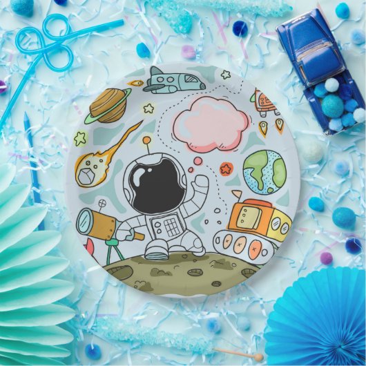 Astronaut Outer Space Birthday Party Theme Papieren Bordje (Feest)