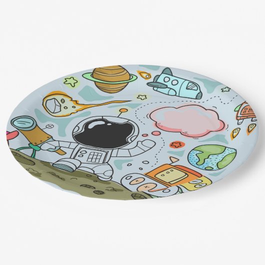 Astronaut Outer Space Birthday Party Theme Papieren Bordje (Gekanteld)