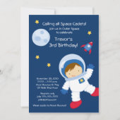 Astronaut OUTER SPACE Birthday Uitnodiging (Voorkant)