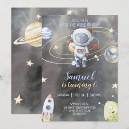 Astronaut Outer Space Birthday Uitnodiging