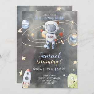 Astronaut Outer Space Birthday Uitnodiging