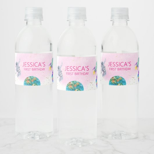 Astronaut Outer Space Birthday Waterfles Etiket (Flessen)
