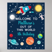Astronaut Outer Space Birthday Welkom Poster (Voorkant)