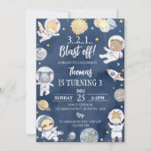 Astronaut Outer Space Blast Off Safari Verjaardag Kaart (Voorkant)