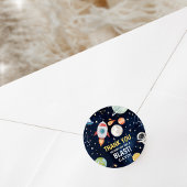 Astronaut Outer Space Blast van verjaardagsfeestje Ronde Sticker