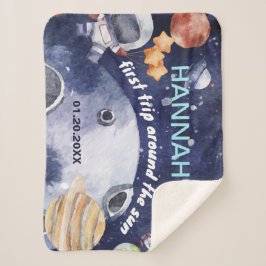 Astronaut Outer Space Boy 1e Verjaardagsfeest Sherpa Deken