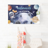 Astronaut Outer Space Boy 1e Verjaardagsfeest Spandoek (Insitu)