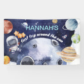 Astronaut Outer Space Boy 1e Verjaardagsfeest Spandoek (Horizontaal)