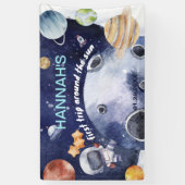 Astronaut Outer Space Boy 1e Verjaardagsfeest Spandoek (Verticaal)