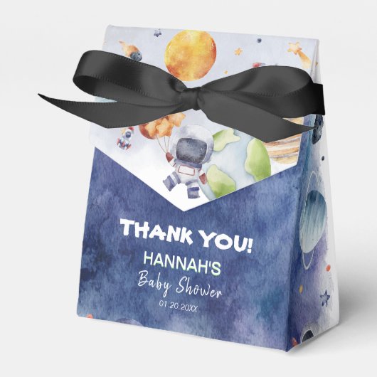 Astronaut Outer Space Boy Baby shower Party Bedankdoosjes (Voorkant Zijde)