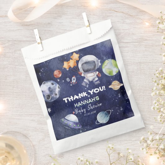 Astronaut Outer Space Boy Baby shower Party Bedankzakje (Geknipt)