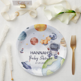 Astronaut Outer Space Boy Baby shower Party Papieren Bordje